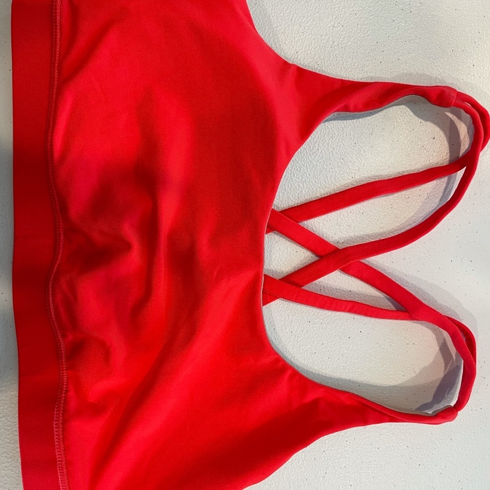 Red lululemon sports bra.